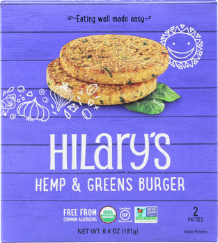 HILARYS EAT WELL: Hemp & Greens Veggie Burger, 6.4 oz