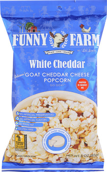 FUNNY FARMS: Goat Cheese Popcorn White Cheddar, 3 oz