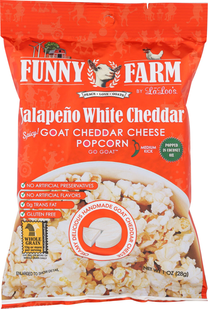 FUNNY FARMS: Jalape?o White Cheddar Popcorn, 1 oz