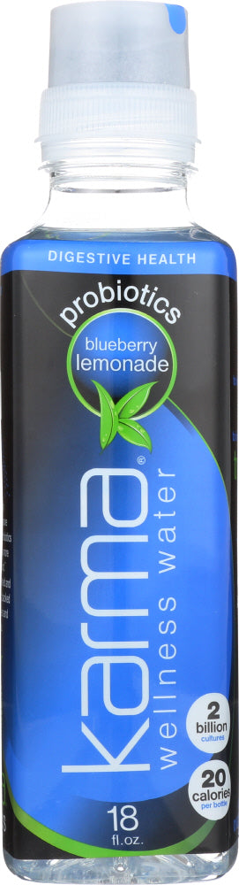 KARMA WELLNESS WATER: Probiotic Blueberry Lemonade beverage, 18 oz