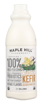 MAPLE HILL CREAMERY: Vanilla Whole Milk Kefir, 32 oz