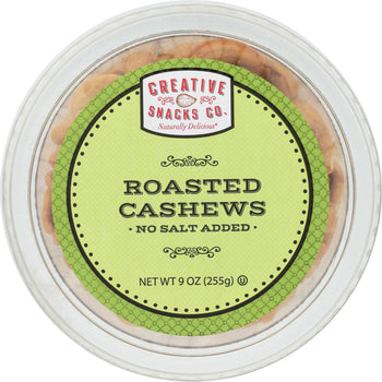 CREATIVE SNACK: Roasted No Salt Cashews, 9 oz