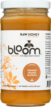 BLOOM HONEY: Turmeric Infused Orange Blossom Honey, 16 oz