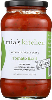 MIA'S KITCHEN: All Natural Authentic Pasta Sauce Tomato Basil, 25.5 oz