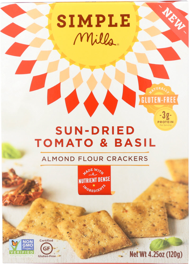 SIMPLE MILLS: Sundried Tomato Basil Crackers, 4.25 oz