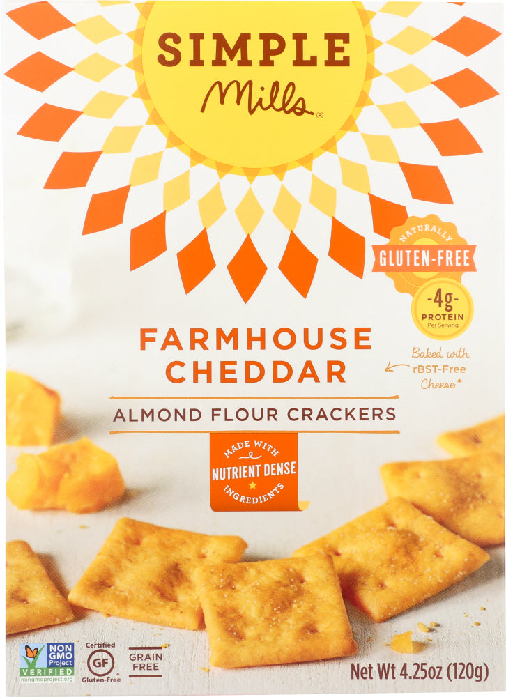 SIMPLE MILLS: Almond Flour Crackers Farmhouse Cheddar, 4.25 oz