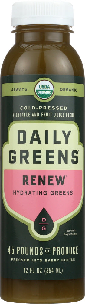 DRINK DAILY GREENS: Renew Hydrating Greens Cold Pressed Juice, 12 oz