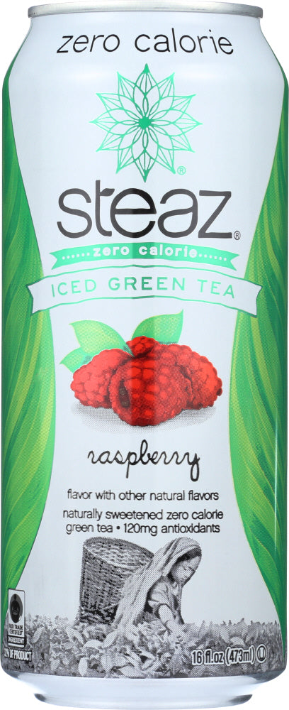 STEAZ: Zero Calorie Iced Green Tea Raspberry, 16 Oz