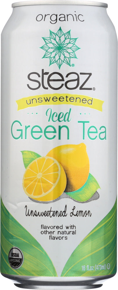 STEAZ: Organic Iced Green Tea Unsweetened with Lemon, 16 oz