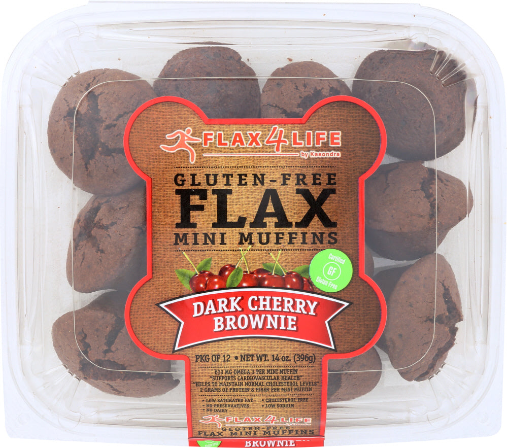 FLAX4LIFE: Frozen Dark Cherry Brownies Flax Mini Muffins, 14 oz