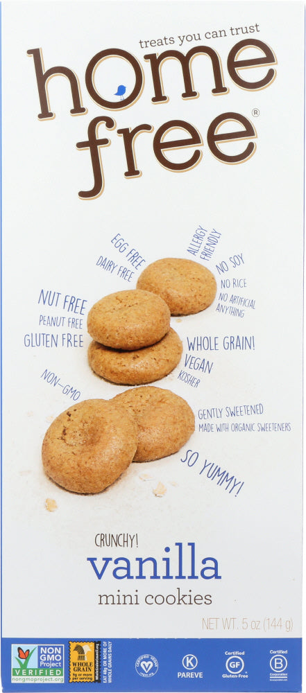 HOME FREE: Gluten Free Mini Vanilla Cookies, 5 oz