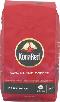 KONA RED: Coffee Whole Bean Dark, 12 oz