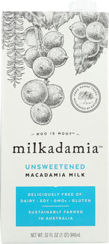 MILKADAMIA: Unsweetened Macadamia Milk, 32 fl oz