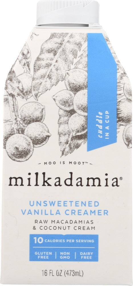 MILKADAMIA: Creamer Unsweetened Vanilla, 16 fl oz