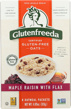 GLUTENFREEDA: Instant Oatmeal Maple Raisin with Flax, 11.05 oz