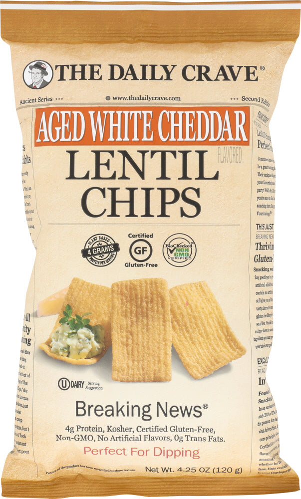 THE DAILY CRAVE: Aged White Cheddar Lentil Chips, 4.25 oz