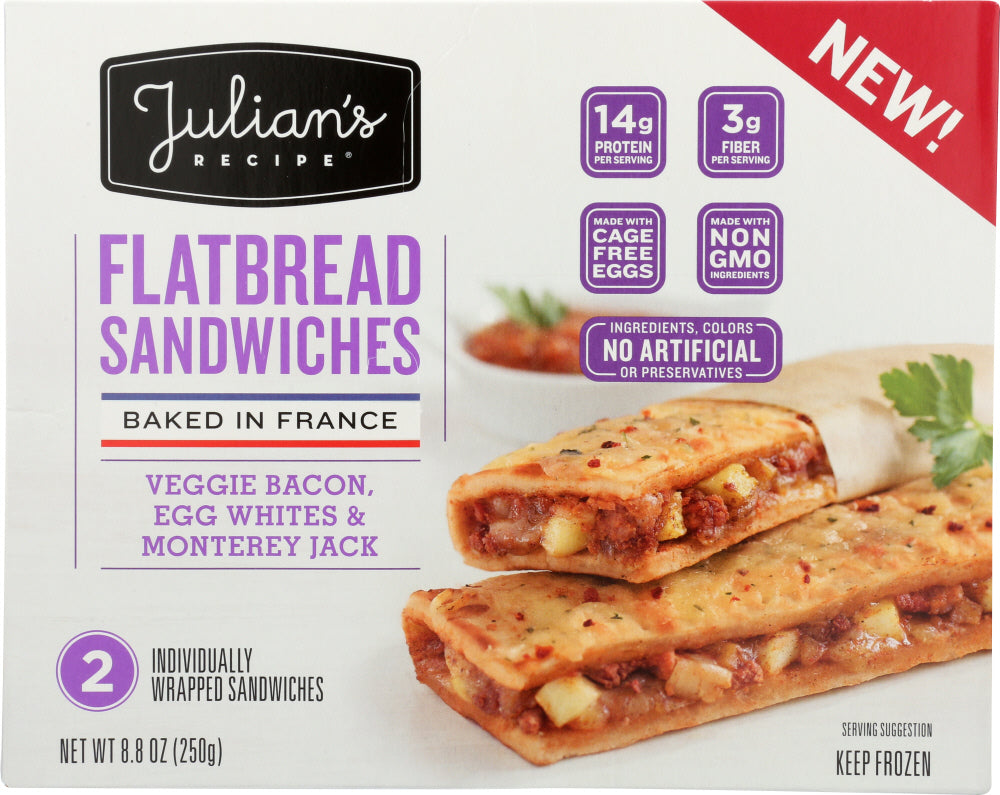 JULIANS RECIPE: Veggie Bacon Egg Whites Monterey Jack Sandwich, 8.8 oz