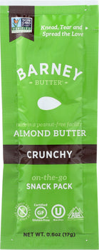 BARNEY BUTTER: Almond Butter Crunchy Snack Pack, 0.6 oz