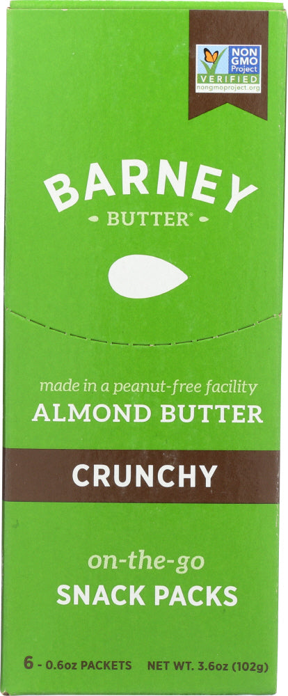 BARNEY BUTTER: Almond Butter Crunchy 6x0.6 oz Packets, 3.6 oz