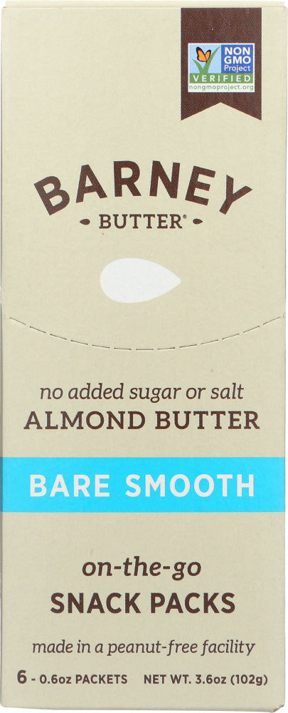 BARNEY BUTTER: Almond Butter Bare Smooth 6x0.6 oz Packets, 3.6 oz