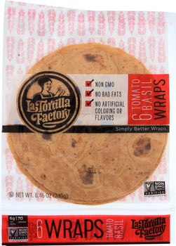 LA TORTILLA FACTORY: Tomato Basil Tortilla Wraps, 8.46 oz