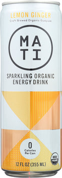 MATI ENERGY: Lemon Ginger Energy Drink, 12 oz