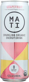 MATI ENERGY: Sparkling Organic Energy Drink Grapefruit, 12 fl oz