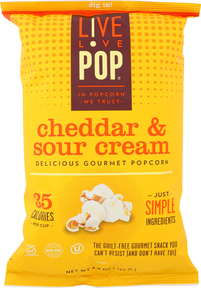 LIVE LOVE POP: Cheddar & Sour Cream Popcorn, 4.4 oz