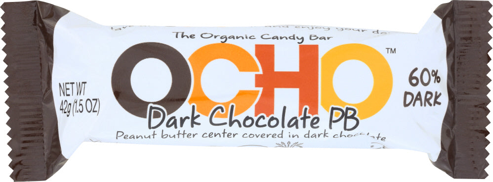 OCHO CANDY: Dark Chocolate Peanut Butter Candy Bar Organic, 1.5 oz