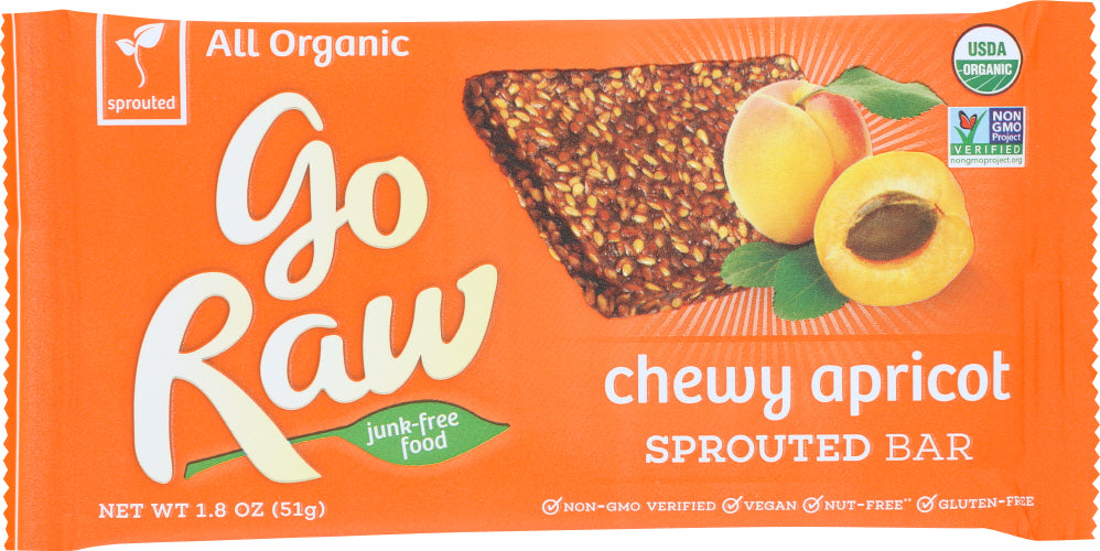 GO RAW: Bar Apricot Sprouted Organic, 1.8 oz