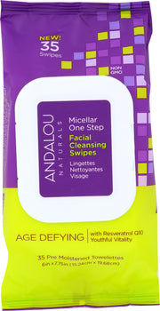 ANDALOU NATURALS: Micellar One Step Facial Cleansing Swipes Age Defying, 35 pc