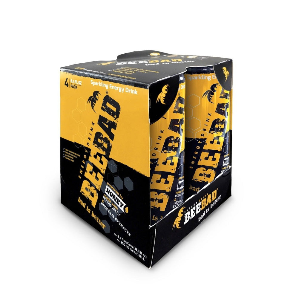 BEEBAD: Sparkling Energy Drink Pack of 4, 33.6 oz