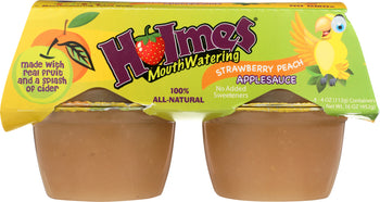 HOLMES MOUTHWATERING APPLESAUCE: Applesauce Strawberry Peach 4 Pack, 16 oz