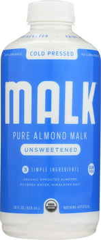 MALK: Pure Almond Malk Unsweetened, 28 oz