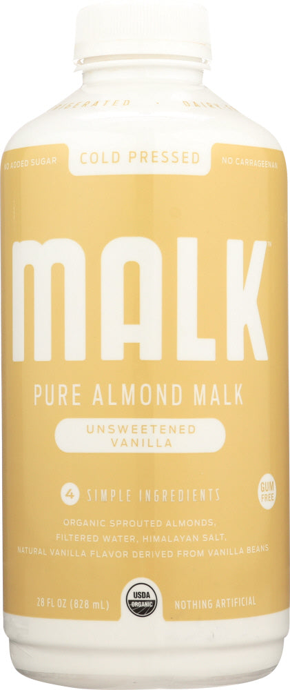 MALK: Pure Almond Malk Unsweetened Vanilla, 28 oz