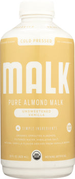 MALK: Pure Almond Malk Unsweetened Vanilla, 28 oz