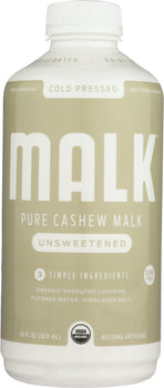 MALK: Pure Cashew Malk Unsweetened, 28 oz