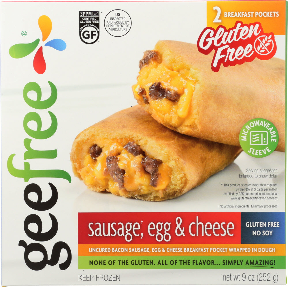 GEEFREE: Gluten Free Sausage Egg & Cheese Pockets, 9 oz