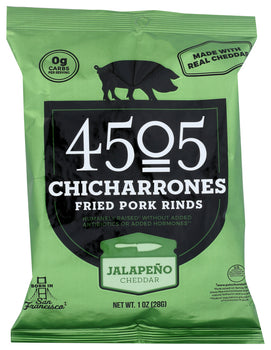 4505 CHICHARRONES: Jalapeno Cheddar Fried Pork Rinds, 1 oz