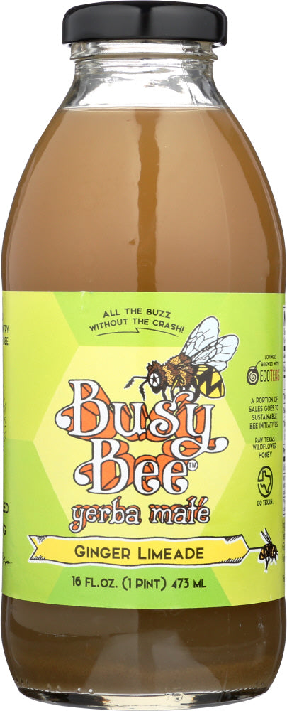 BUSY BEE YERBA MATE: Beverage Lime Ginger, 16 oz