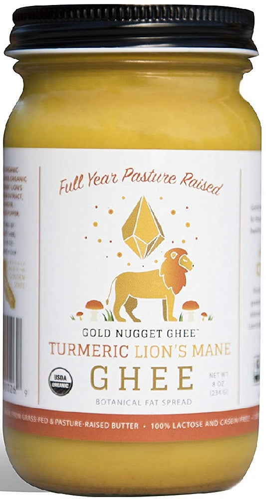 GOLD NUGGET GHEE: Ghee Butter Turmeric Lions Mane, 8 oz