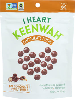 I HEART KEENWAH: Chocolate Puffs Dark Chocolate Peanut Butter, 2.5 oz