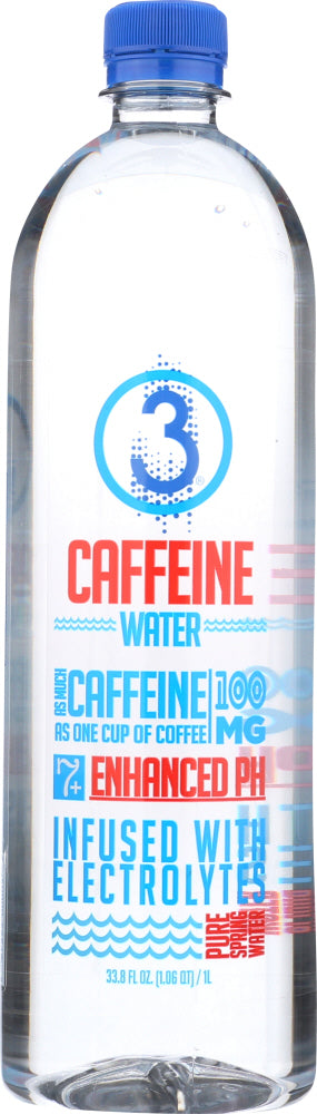 3 WATER: Water Caffeinated Electrolyte, 33.8 fo