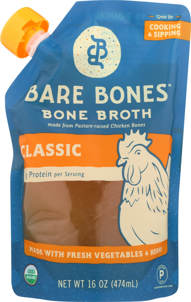 BARE BONES: Broth Chicken Pasture Raised Organic, 16 oz