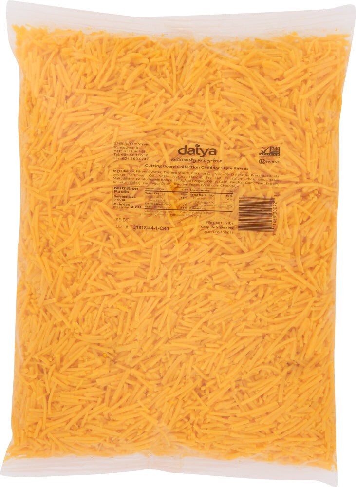 DAIYA: Cutting Board Cheddar Style Shreds, 5 lb