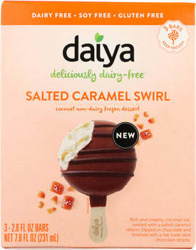 DAIYA: Salted Caramel Swirl Frozen Dessert Bar 3-2.6 oz, 7.8 oz