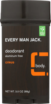 EVERY MAN JACK: Deodorant Stick Aluminum Free Citrus, 3 Oz