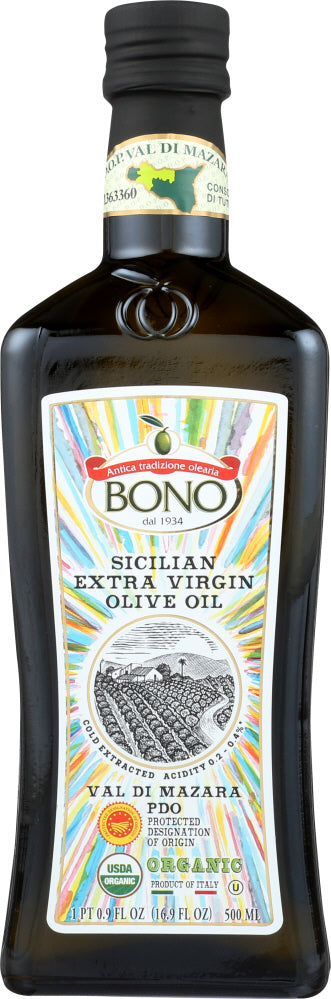 BONO: Organic Sicilian Extra Virgin Olive Oil, 0.5 lt