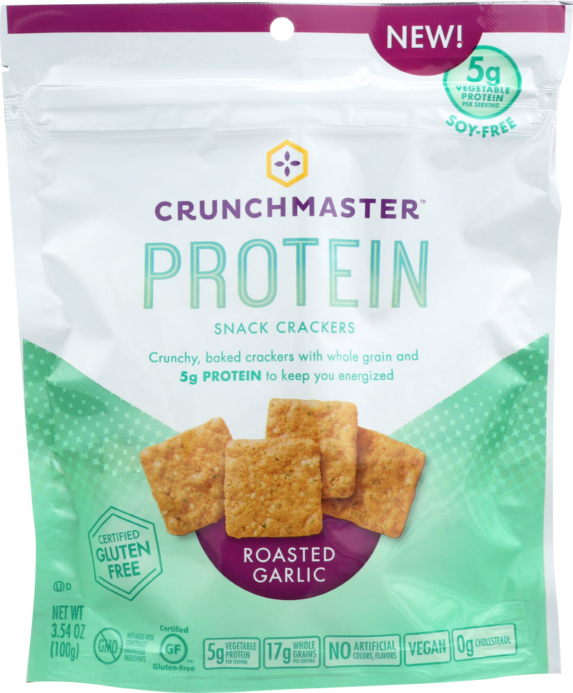 CRUNCHMASTER: Cracker Protein Roasted Garlic, 3.54 oz