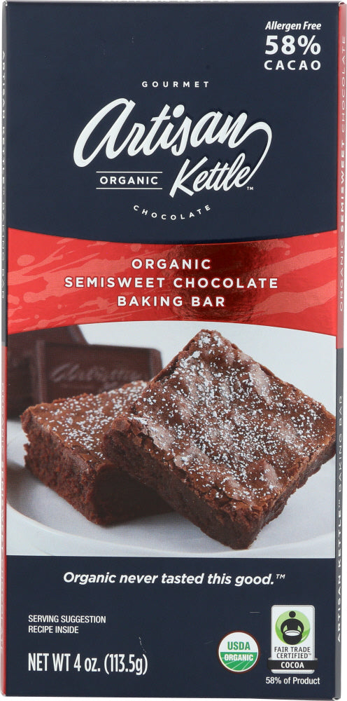 ARTISAN KETTLE: Semisweet Chocolate Baking Bar Organic, 4 oz